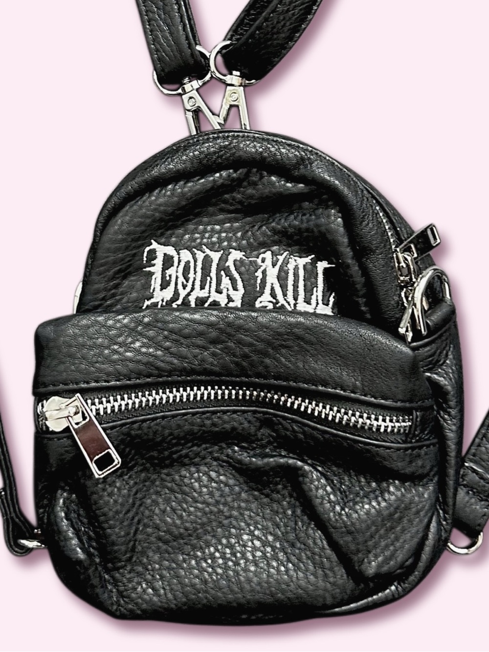 Dolls Kill Mini Backpack Influencer Promo Limited Crossbody Black Vegan Leather